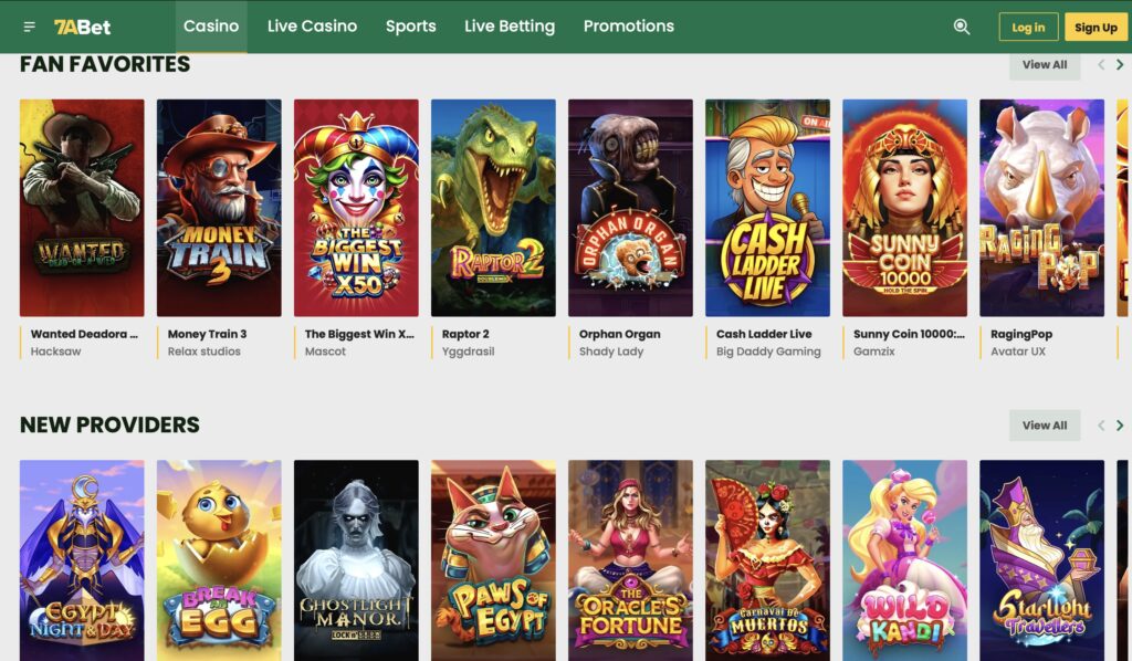 Huge games library at USA online casinos